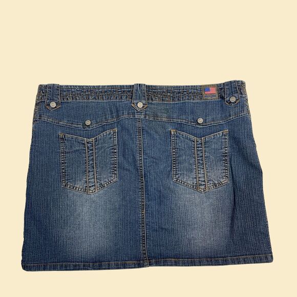 2000s Apollo Jeans 3XL skirt, vintage mini to midi denim stretch skirt - Picture 8 of 8